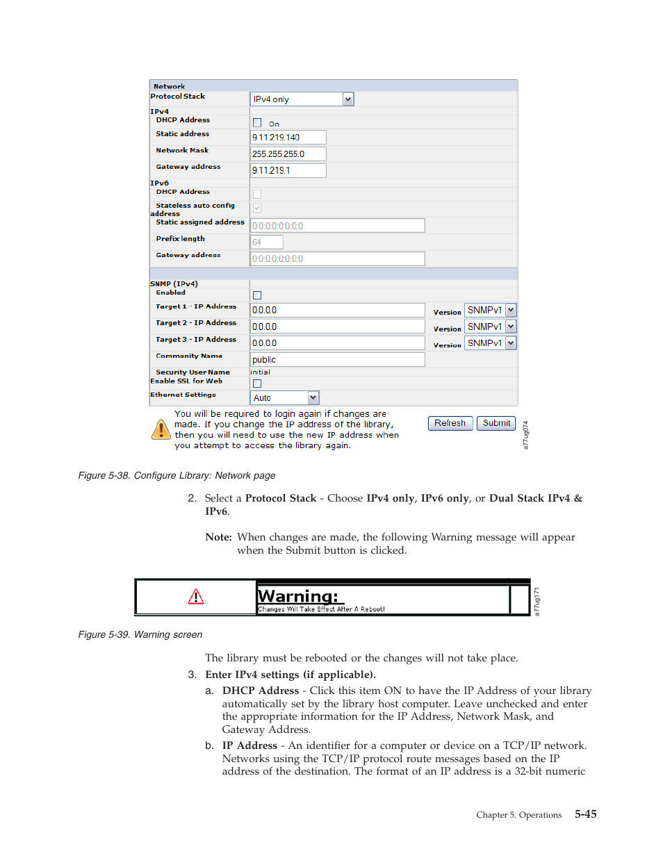 Configure, Library, Network | Warning, Screen | Dell TL2000 User Manual | Page 131 / 264