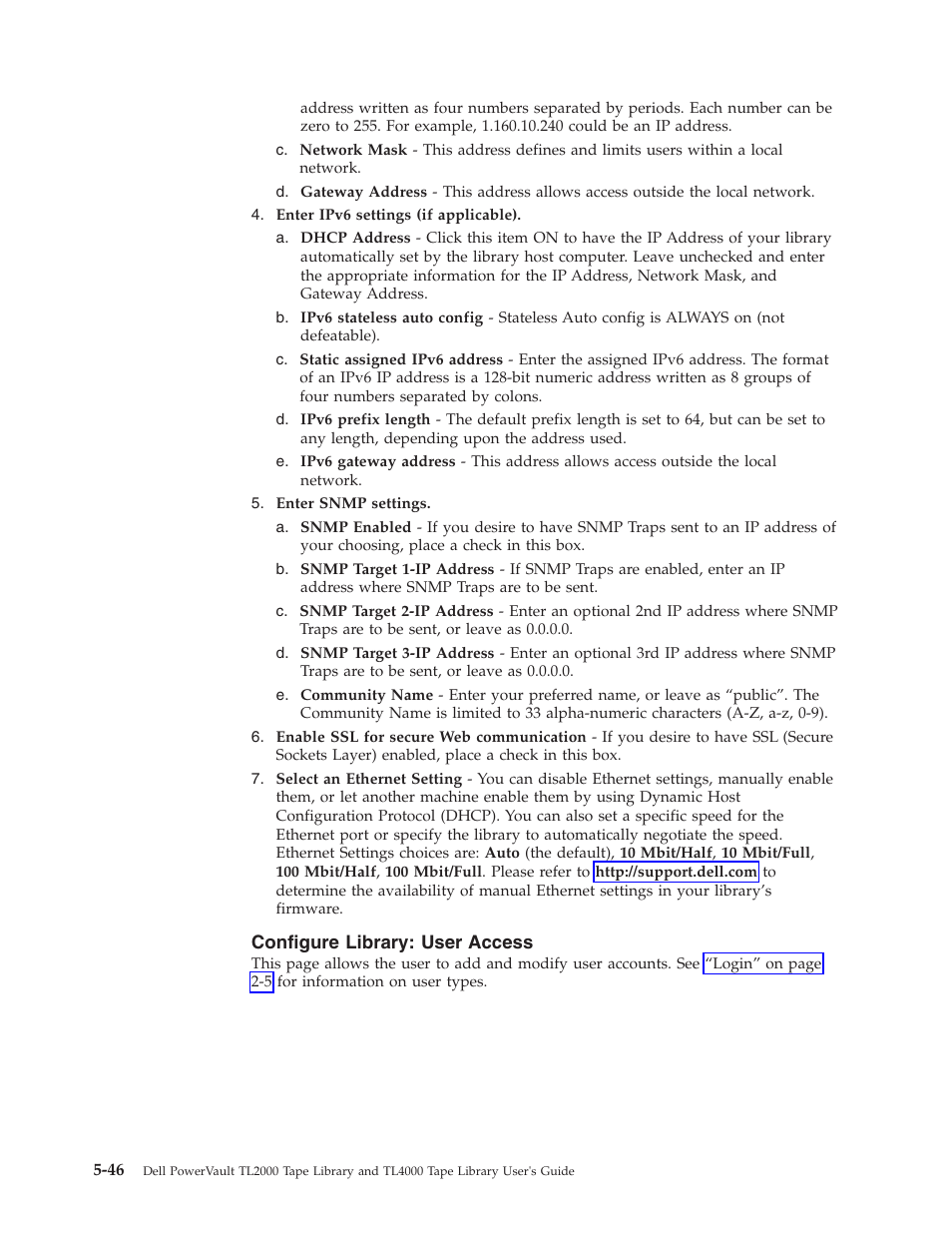 Configure library: user access, Configure, Library | User, Access | Dell TL2000 User Manual | Page 132 / 264