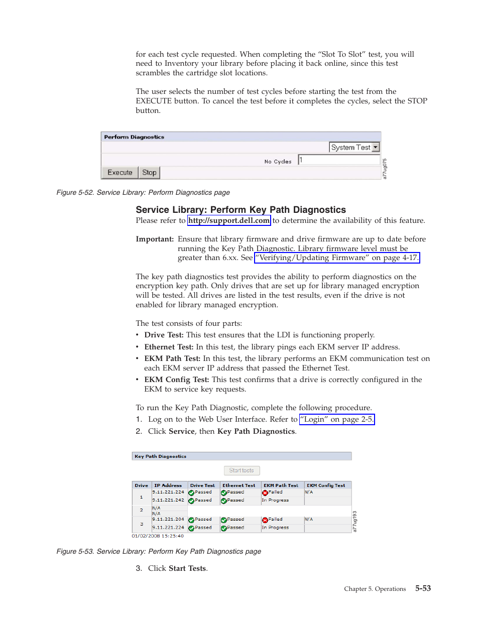 Service library: perform key path diagnostics, Service, Library | Perform, Diagnostics, Path | Dell TL2000 User Manual | Page 139 / 264