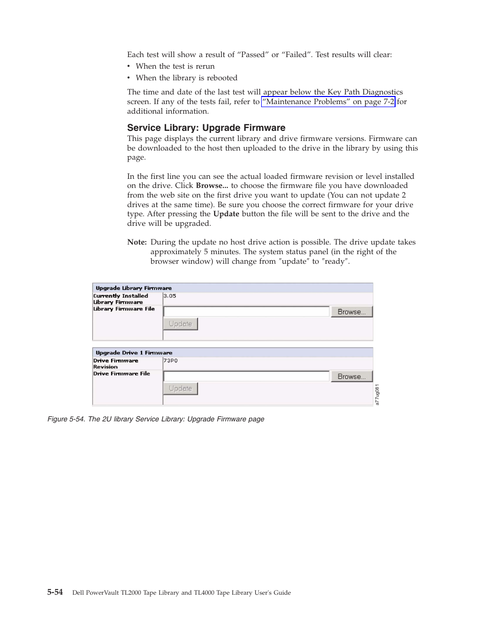 Service library: upgrade firmware, Library, Service | Upgrade, Firmware | Dell TL2000 User Manual | Page 140 / 264