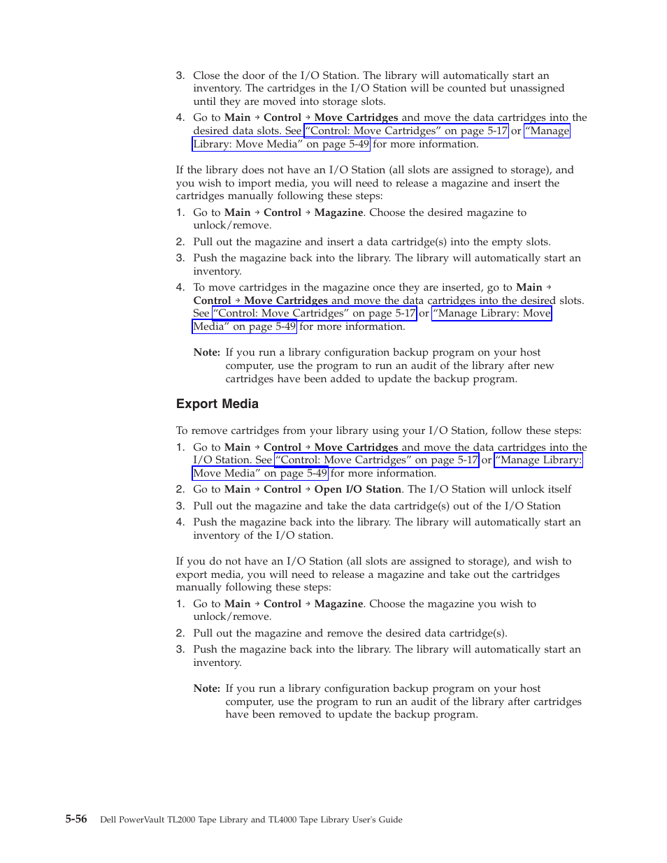 Export, Media | Dell TL2000 User Manual | Page 142 / 264