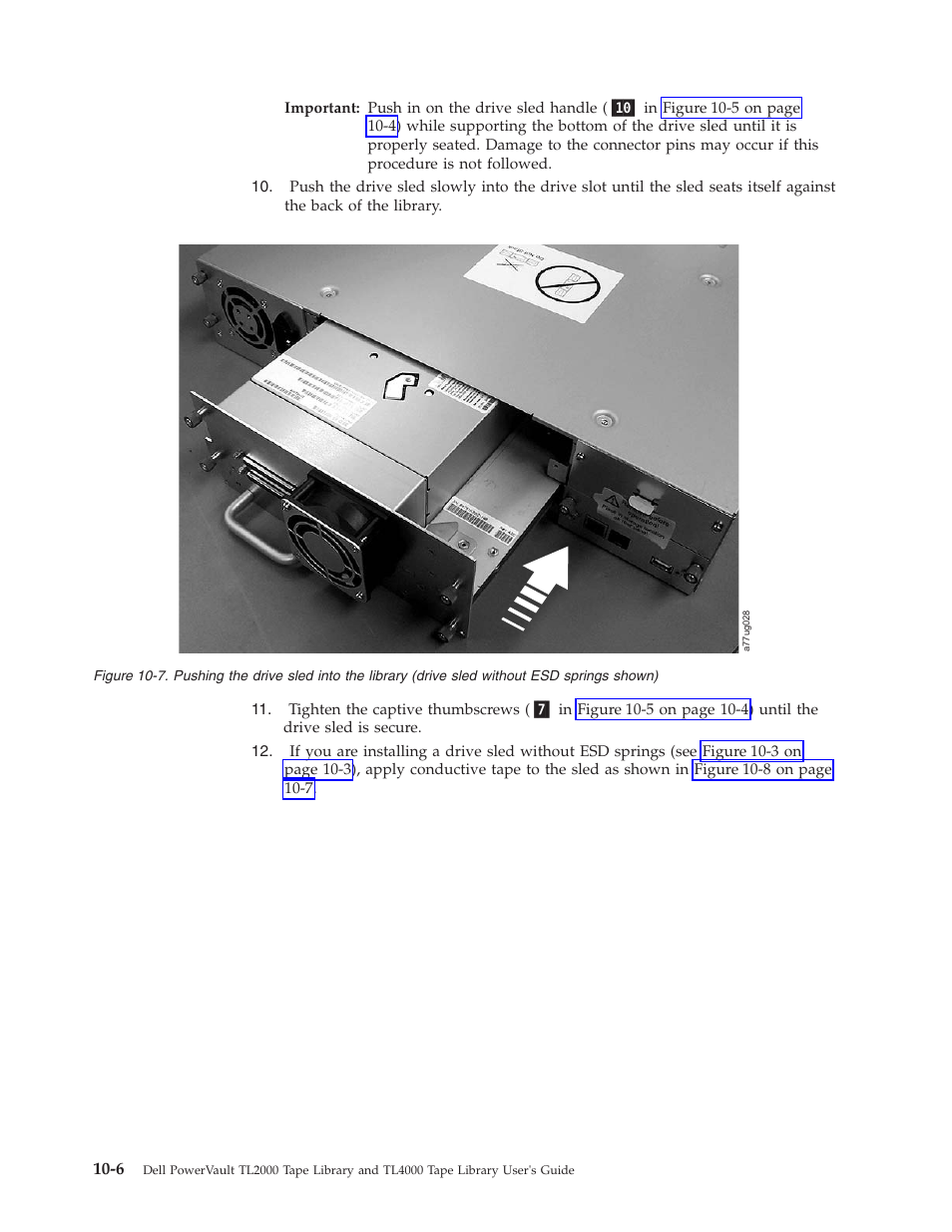 Pushing, Drive, Sled | Into, Library, Without, Springs, Shown), Figure | Dell TL2000 User Manual | Page 192 / 264