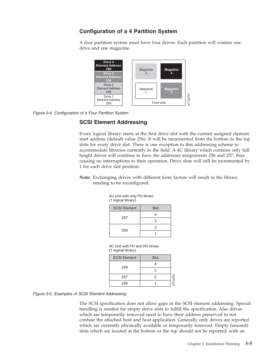 Configuration, Four, Partition | System, Examples, Scsi, Element, Addressing | Dell TL2000 User Manual | Page 45 / 264