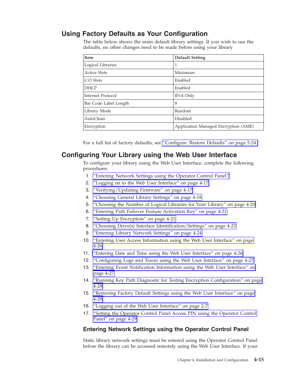 Using factory defaults as your configuration, Using, Factory | Defaults, Your, Configuration, Configuring, Library, User, Interface | Dell TL2000 User Manual | Page 65 / 264