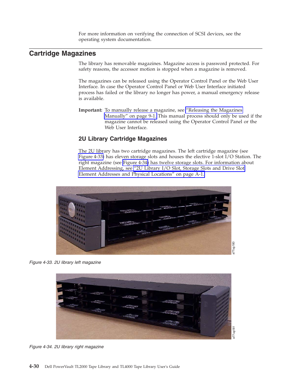 Cartridge magazines, Cartridge, Magazines | Library, Left, Magazine, Right | Dell TL2000 User Manual | Page 80 / 264