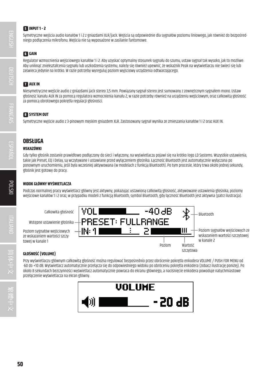 Obsługa | LD Systems ICOA 15 A BT Two-Way 15" Coaxial 1200W Powered Portable PA Speaker with Bluetooth User Manual | Page 50 / 92