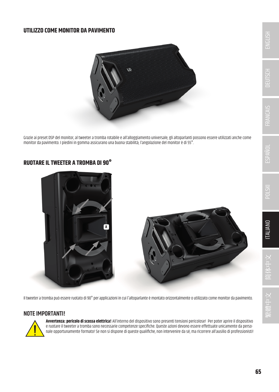 LD Systems ICOA 15 A BT Two-Way 15" Coaxial 1200W Powered Portable PA Speaker with Bluetooth User Manual | Page 65 / 92