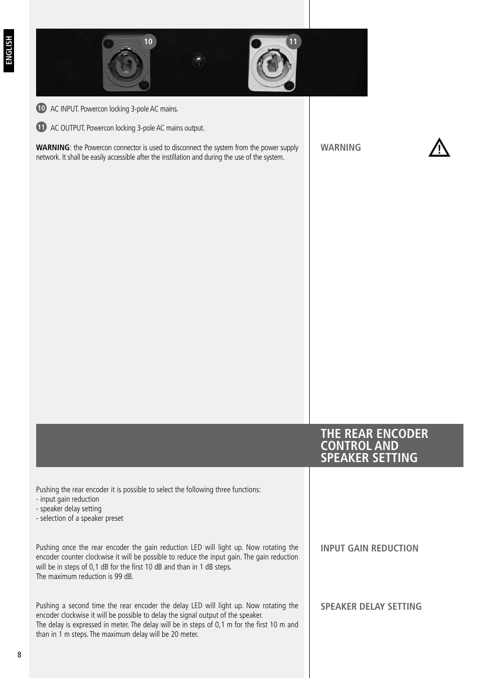 The rear encoder control and speaker setting | RCF SUB 9007-AS Active 2 x 21" Subwoofer with RDNet Control User Manual | Page 8 / 20