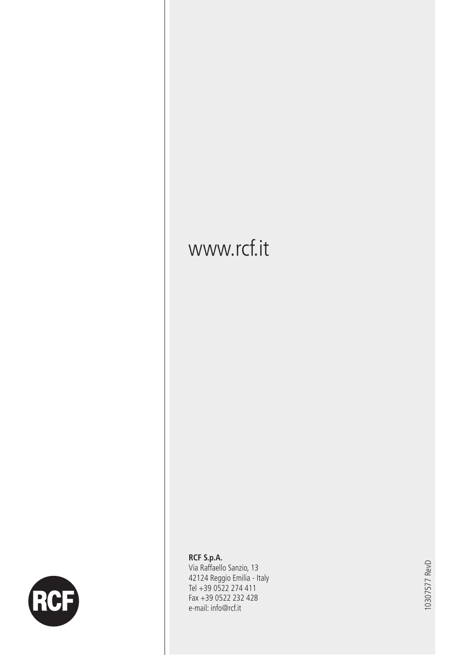 RCF 710-A MK4 - 10" 2-Way 1400W Active Speaker User Manual | Page 12 / 12