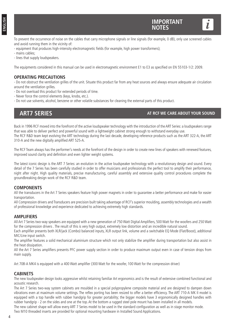RCF 710-A MK4 - 10" 2-Way 1400W Active Speaker User Manual | Page 4 / 12