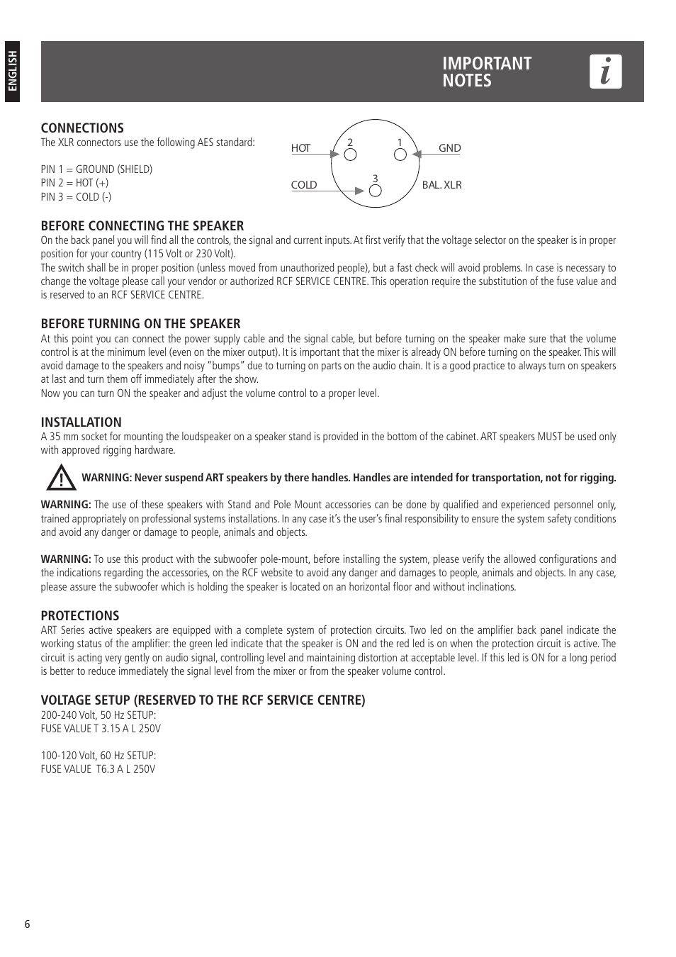 RCF 710-A MK4 - 10" 2-Way 1400W Active Speaker User Manual | Page 6 / 12