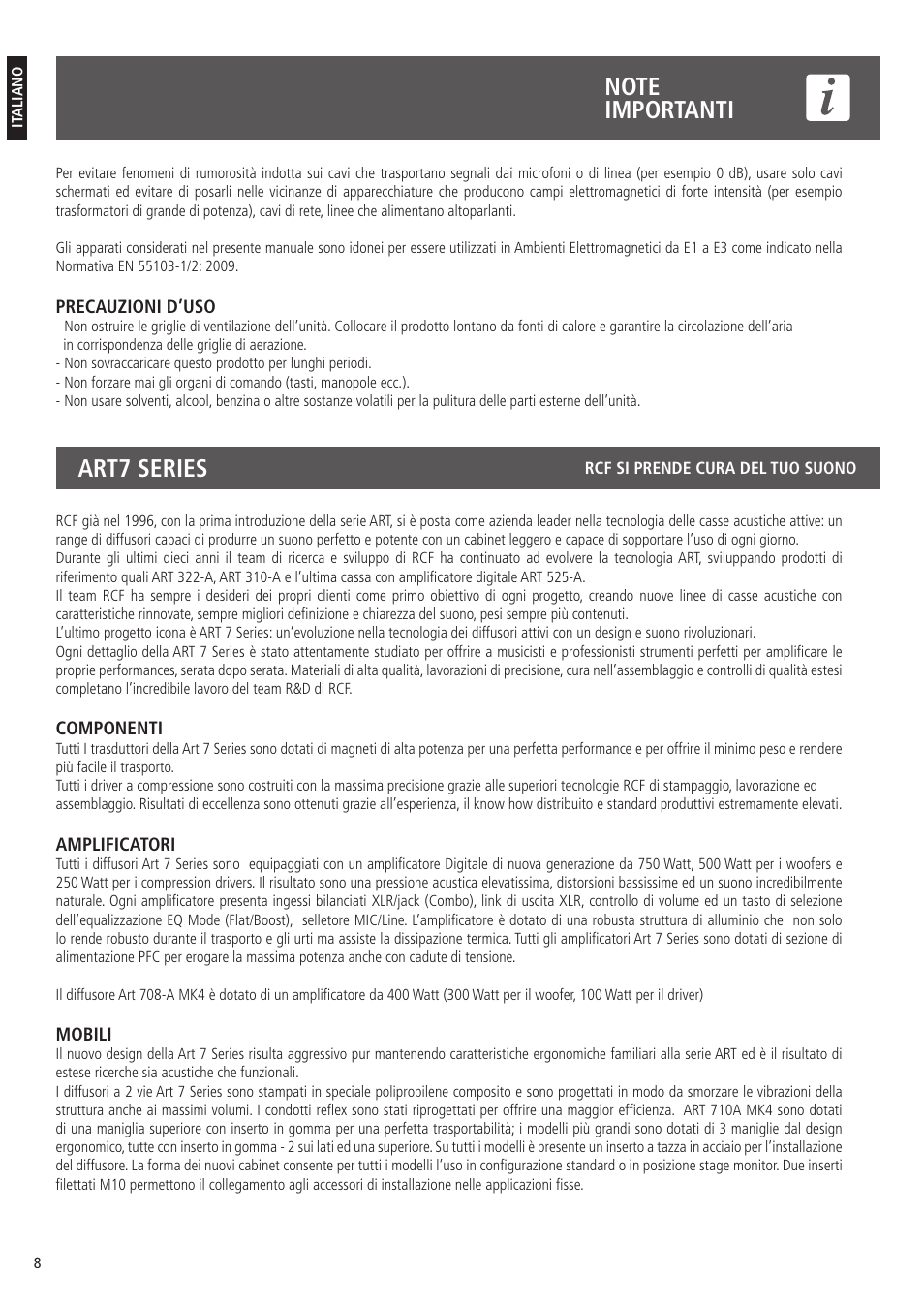 RCF 710-A MK4 - 10" 2-Way 1400W Active Speaker User Manual | Page 8 / 12