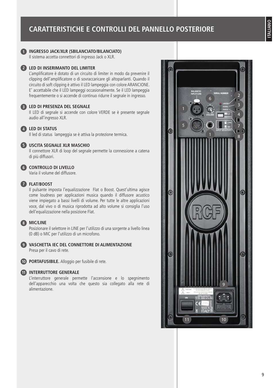 RCF 710-A MK4 - 10" 2-Way 1400W Active Speaker User Manual | Page 9 / 12