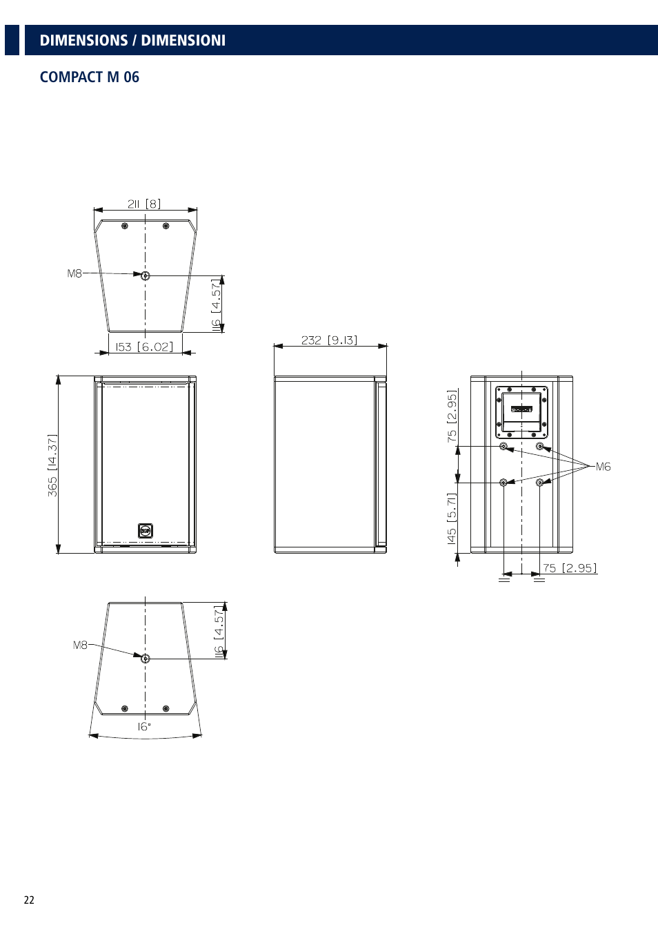 RCF COMPACT M 08 Passive 2-Way Speaker (White) User Manual | Page 22 / 28