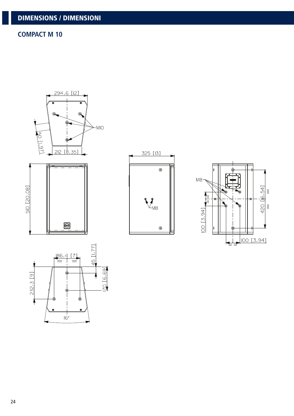 RCF COMPACT M 08 Passive 2-Way Speaker (White) User Manual | Page 24 / 28