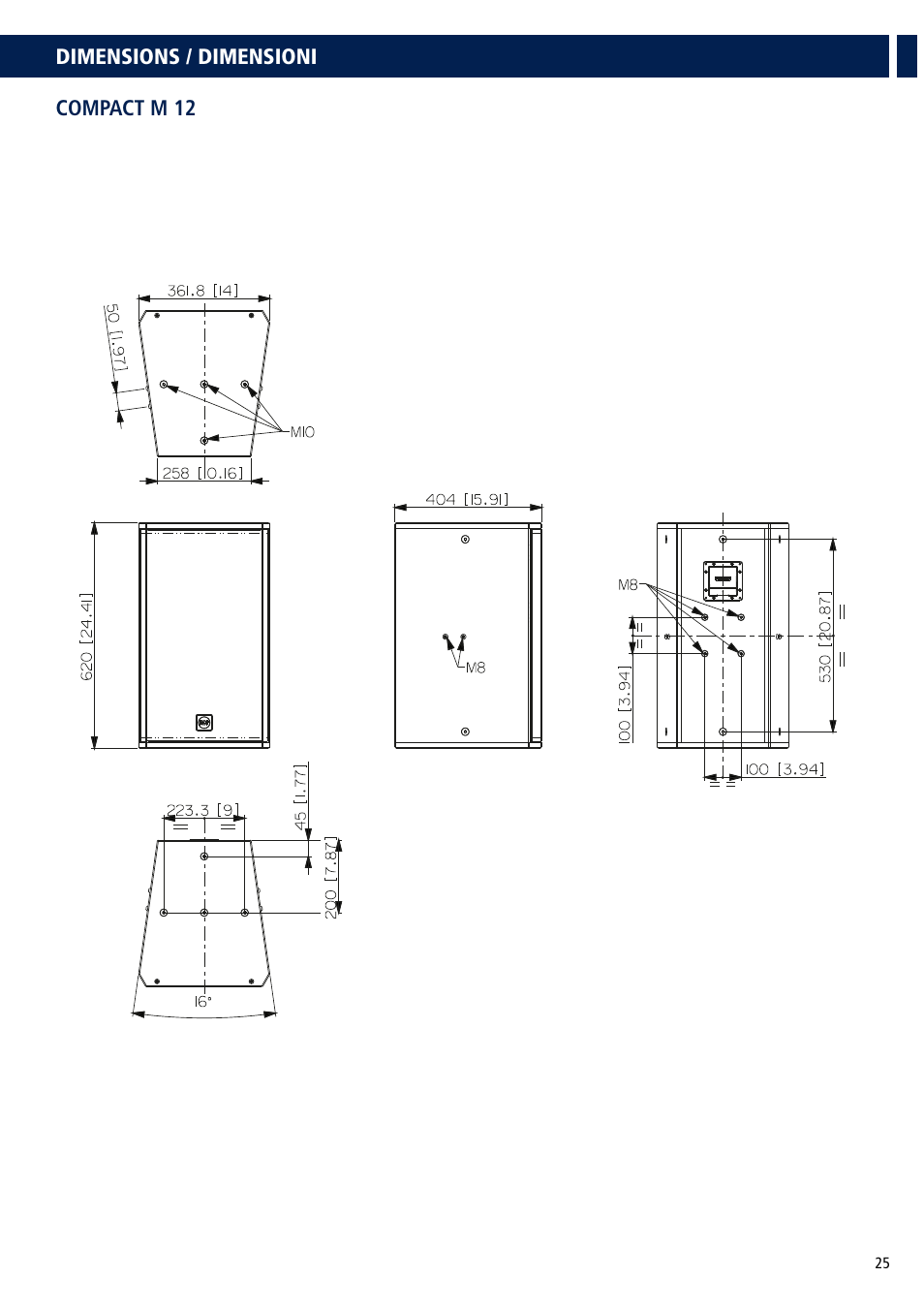 RCF COMPACT M 08 Passive 2-Way Speaker (White) User Manual | Page 25 / 28