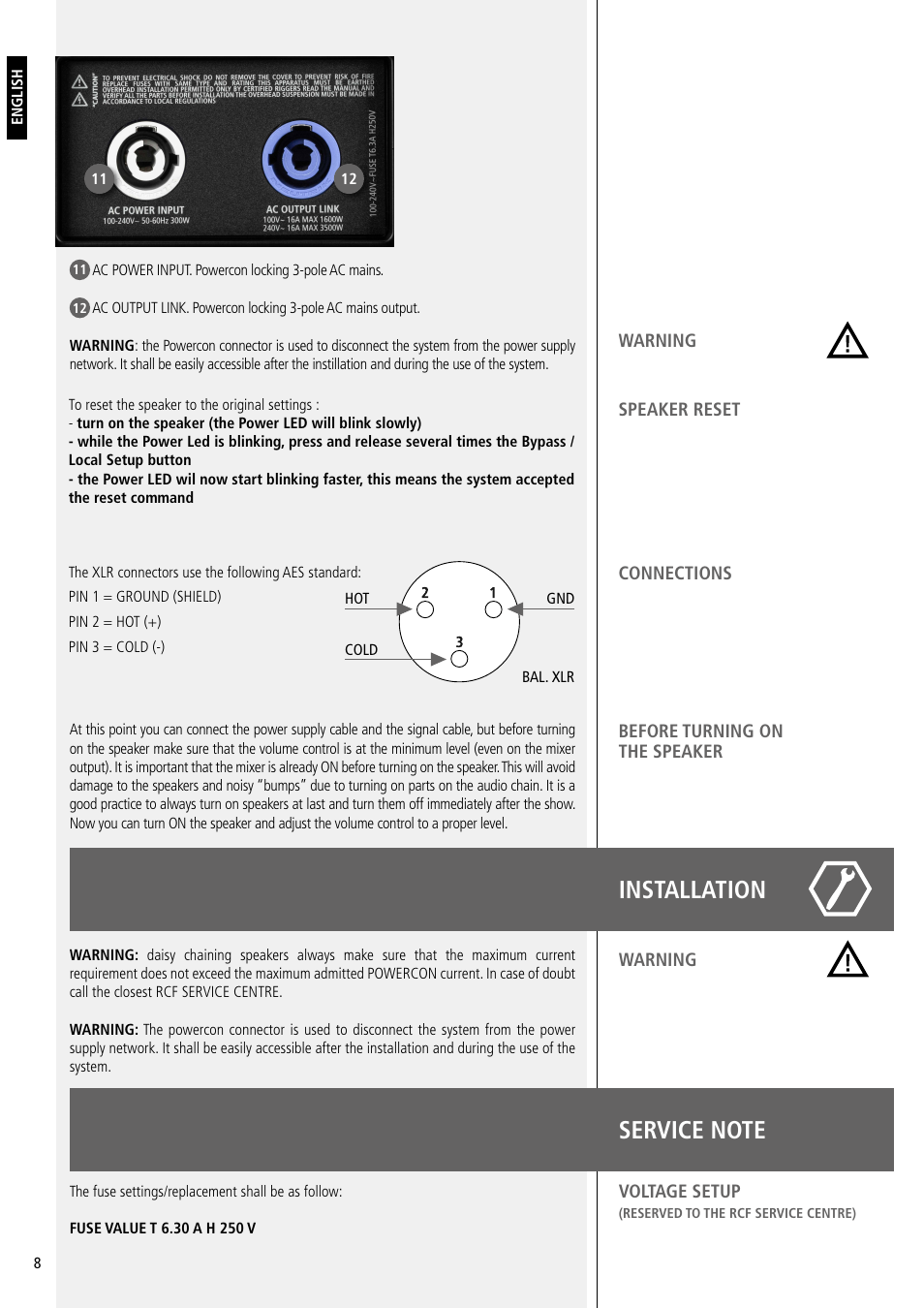Installation | RCF TT20-CXA Active Dual 8" 2-Way 1000W Monitor User Manual | Page 8 / 16