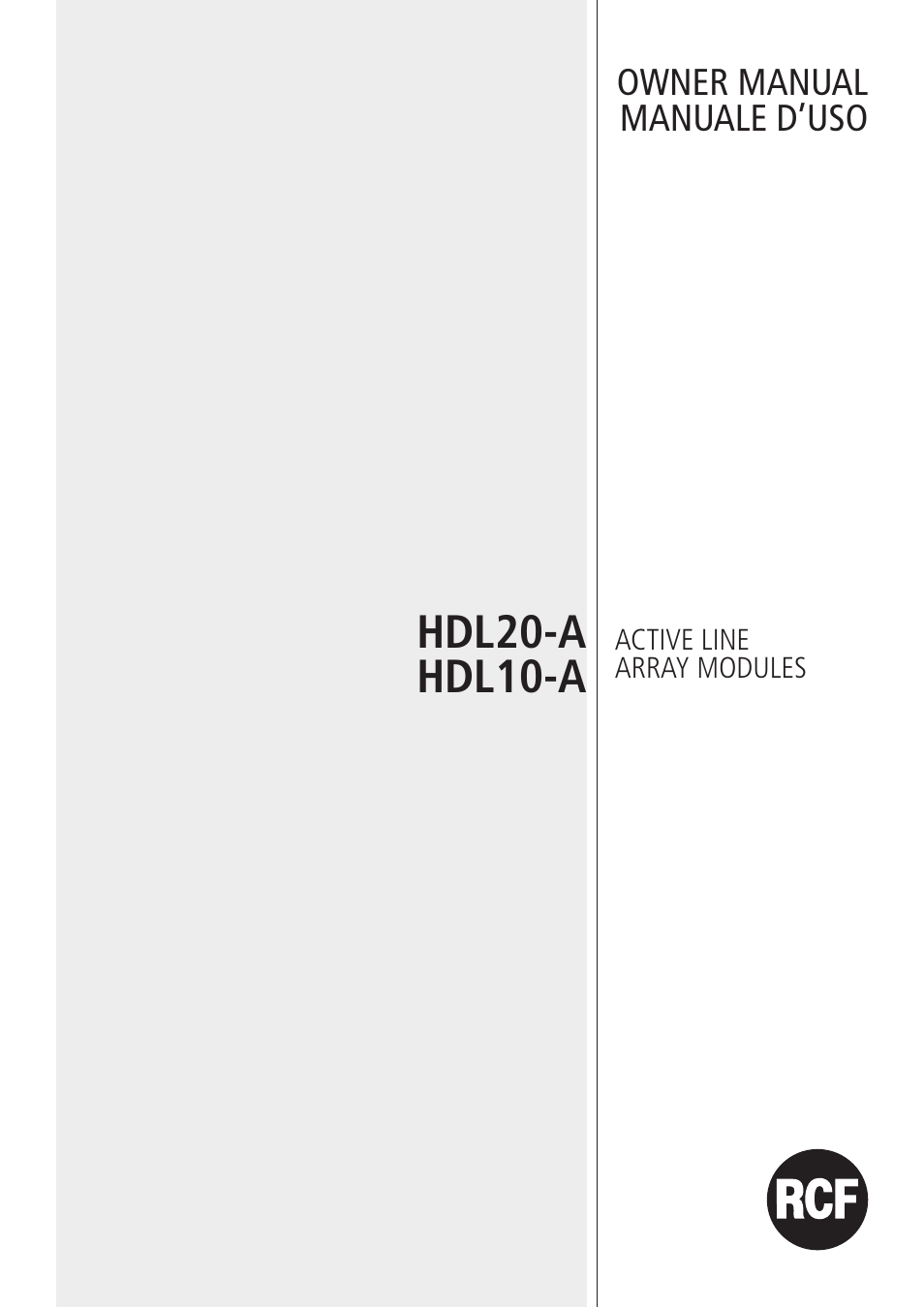 RCF HDL10-A 1400W Dual 8" Active Line Array Module (Black) User Manual | 44 pages