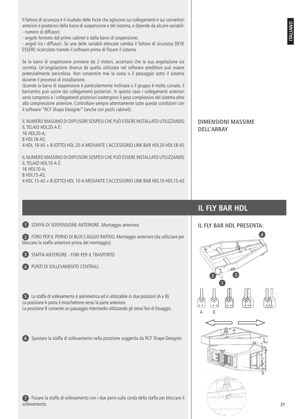 Il fly bar hdl | RCF HDL10-A 1400W Dual 8" Active Line Array Module (Black) User Manual | Page 31 / 44