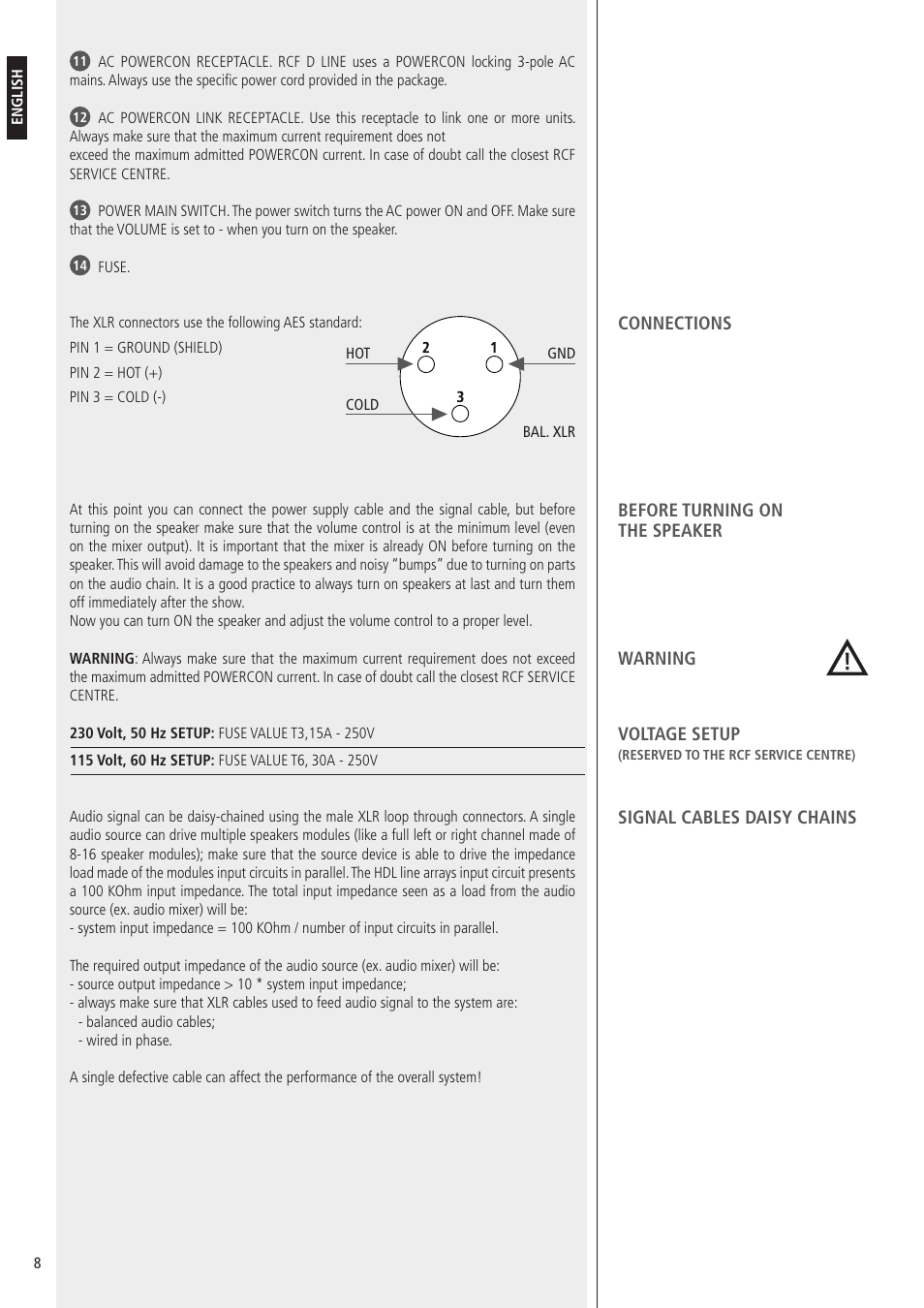 RCF HDL10-A 1400W Dual 8" Active Line Array Module (Black) User Manual | Page 8 / 44