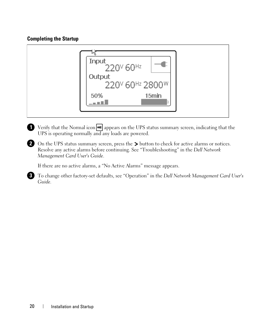 Completing the startup | Dell 1642018871 User Manual | Page 22 / 184