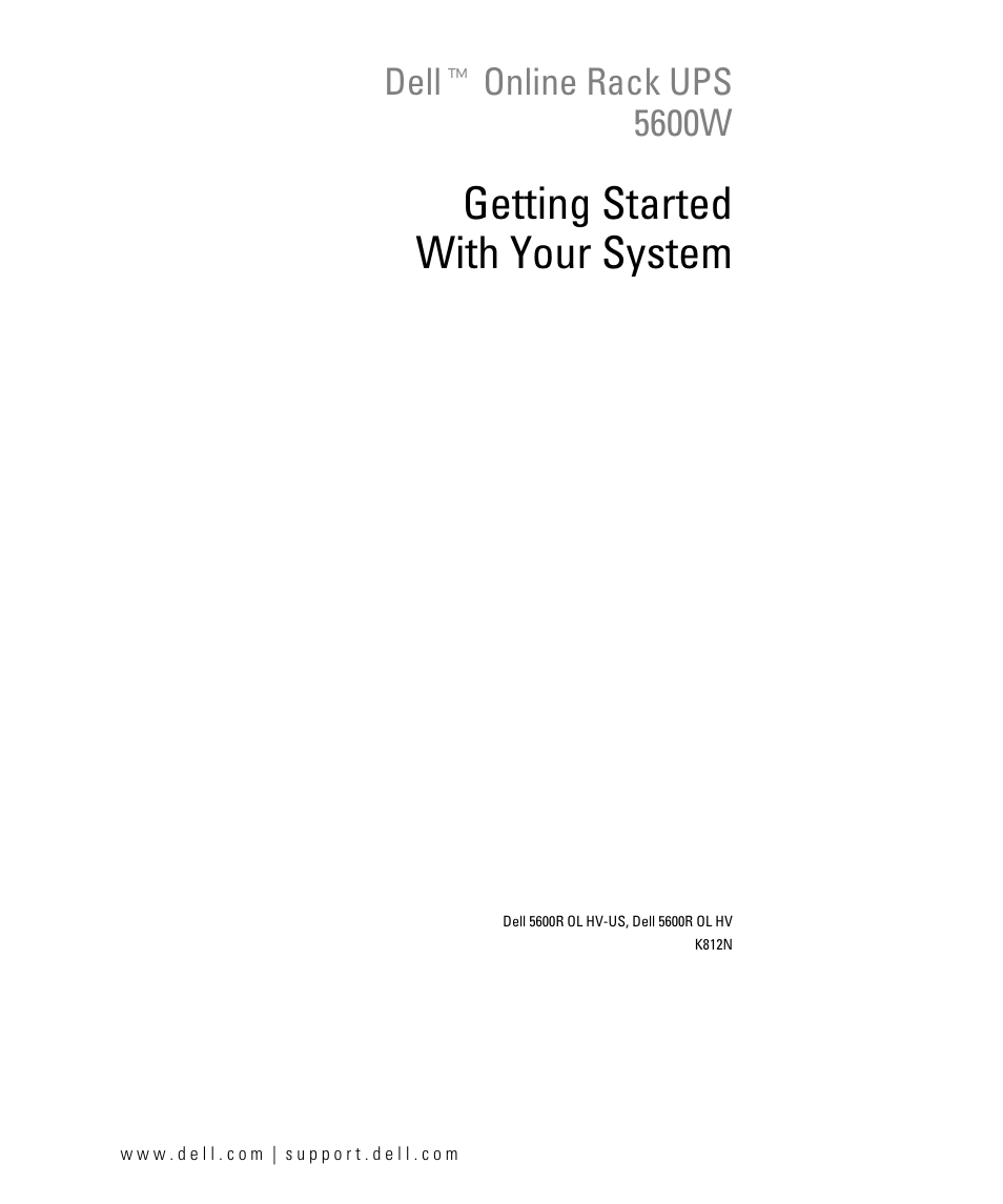 Getting started with your system, Dell t online rack ups 5600w | Dell 1642018871 User Manual | Page 3 / 184