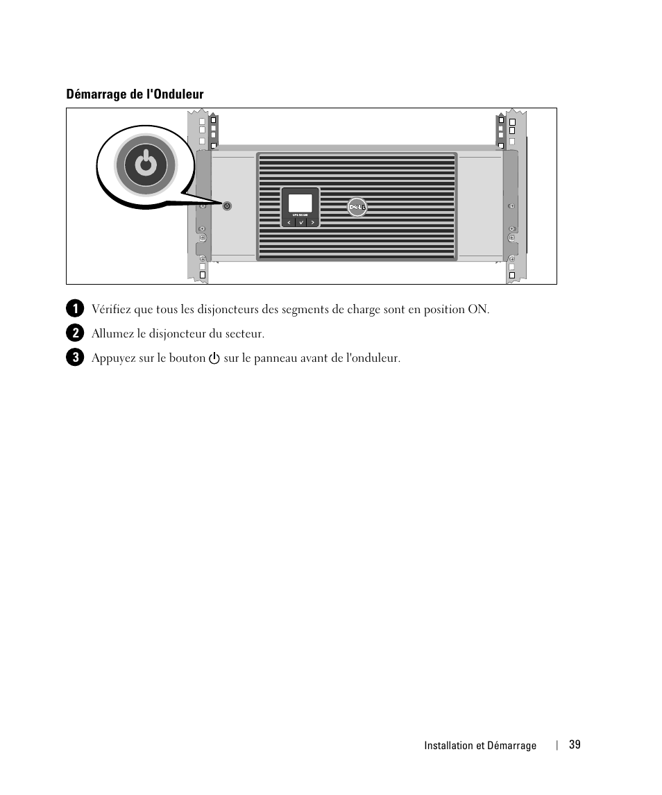 Démarrage de l'onduleur | Dell 1642018871 User Manual | Page 41 / 184