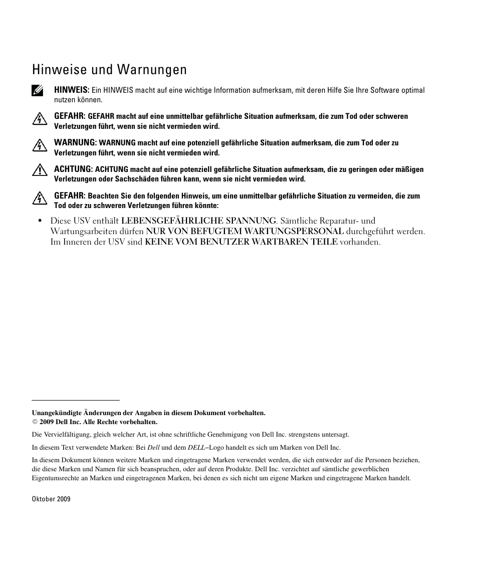 Hinweise und warnungen | Dell 1642018871 User Manual | Page 44 / 184