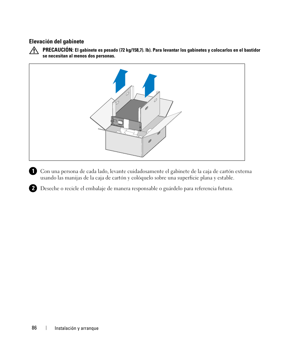 Elevación del gabinete | Dell 1642018871 User Manual | Page 88 / 184