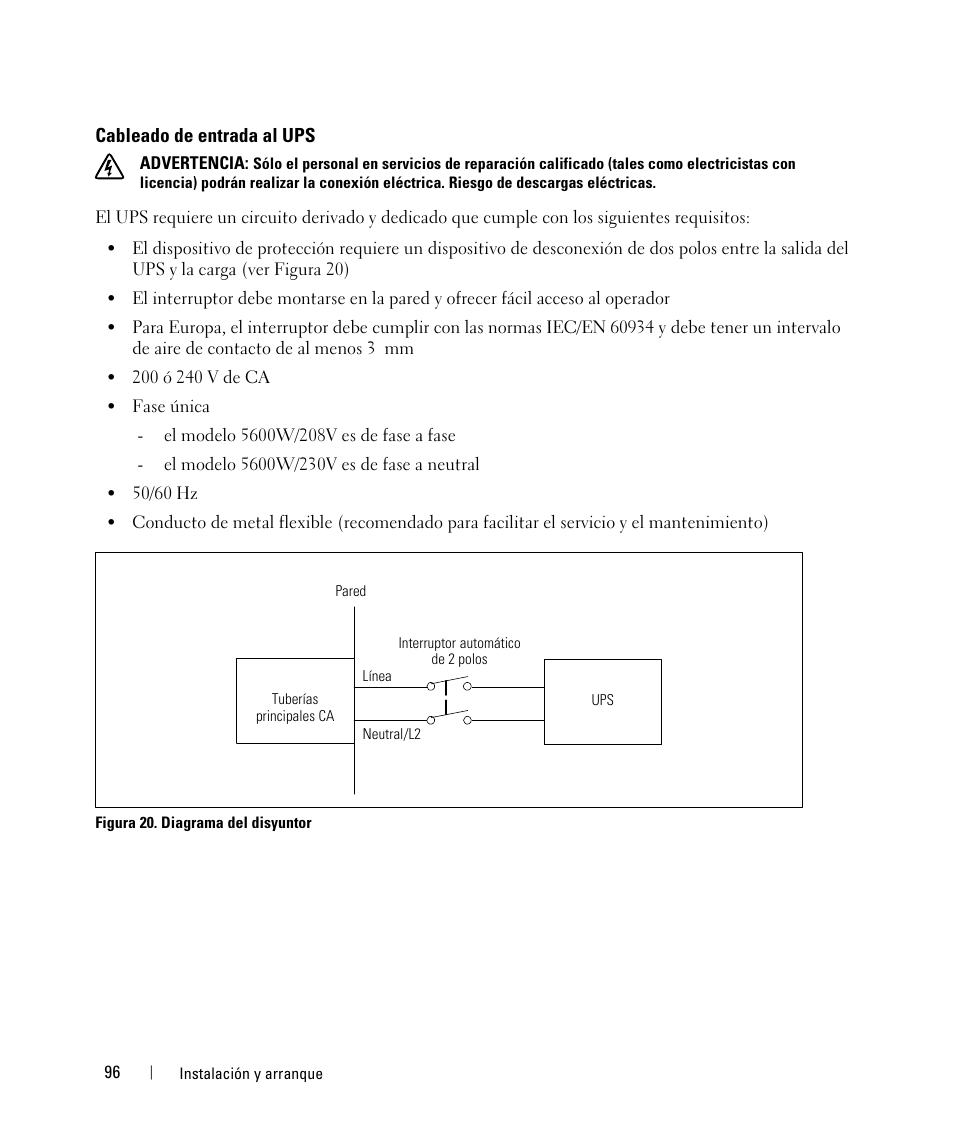 Cableado de entrada al ups | Dell 1642018871 User Manual | Page 98 / 184