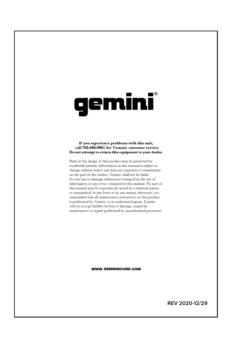 Gemini 2000W 15" Active Bluetooth Loudspeaker with Stand & Mic User Manual | Page 22 / 22
