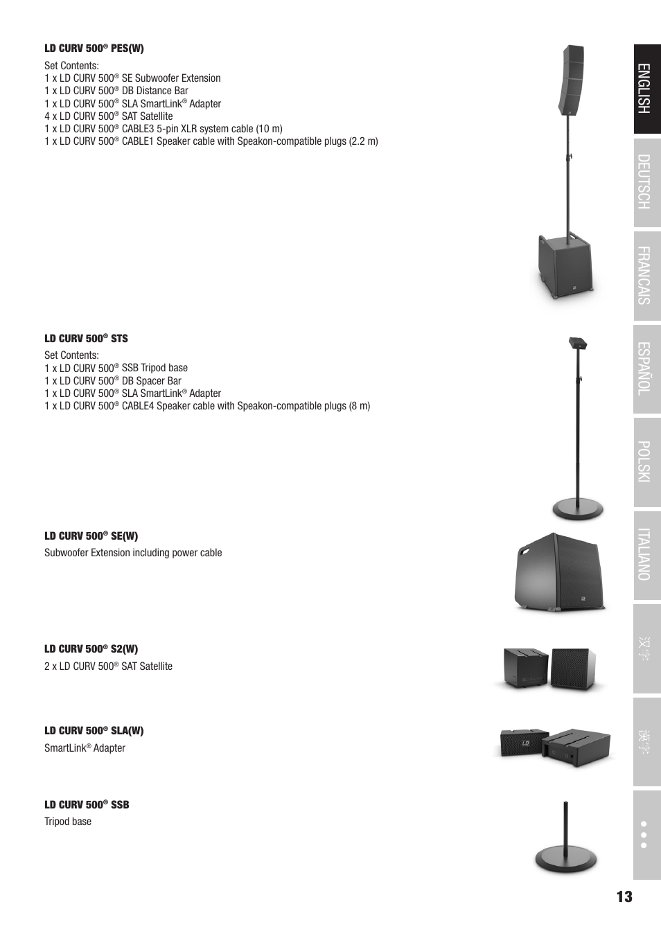 LD Systems CURV 500 AVS Portable Array System AV Set with Speaker Cables (Black) User Manual | Page 13 / 120