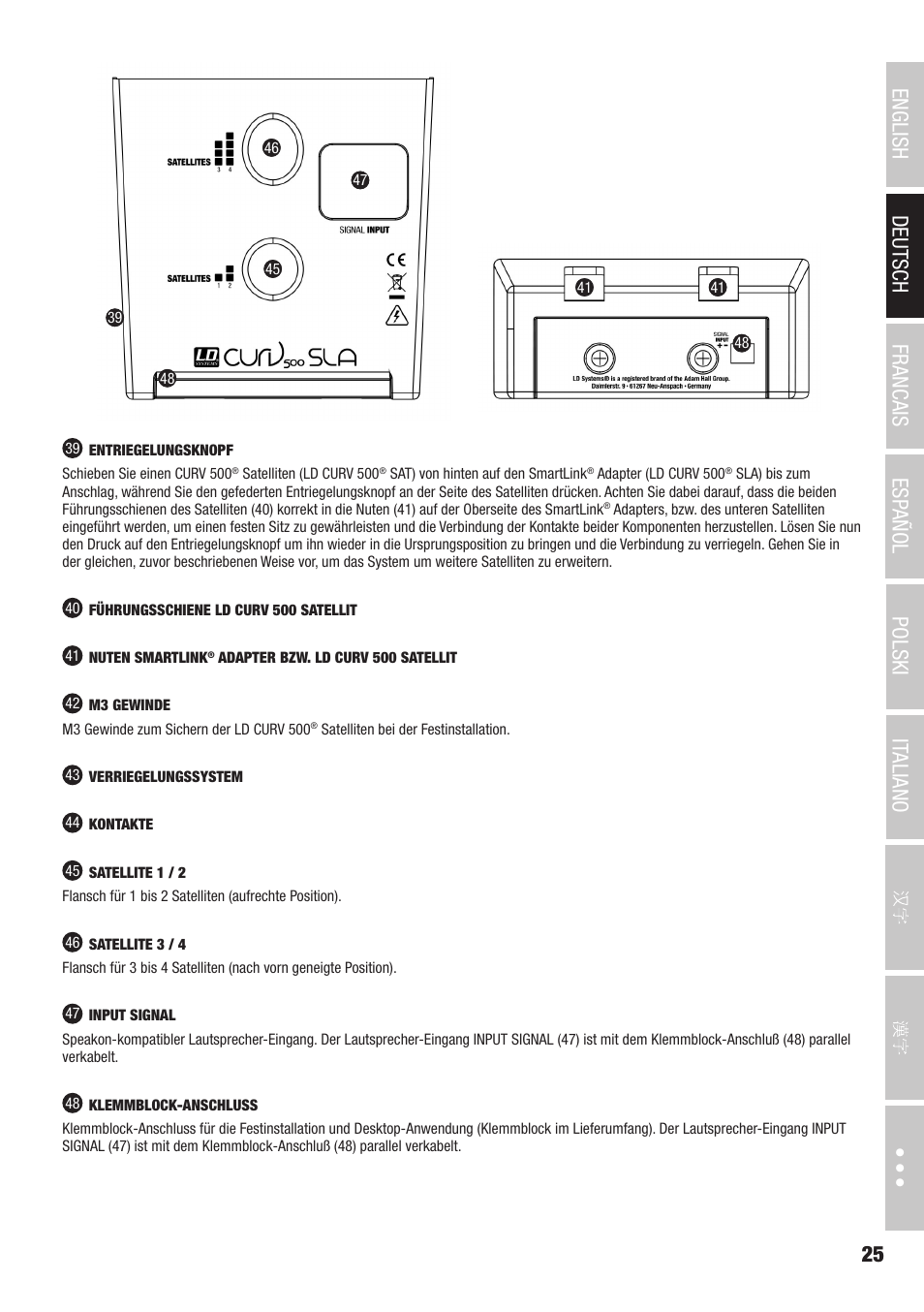 LD Systems CURV 500 AVS Portable Array System AV Set with Speaker Cables (Black) User Manual | Page 25 / 120