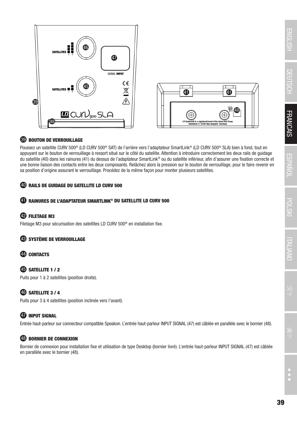 LD Systems CURV 500 AVS Portable Array System AV Set with Speaker Cables (Black) User Manual | Page 39 / 120