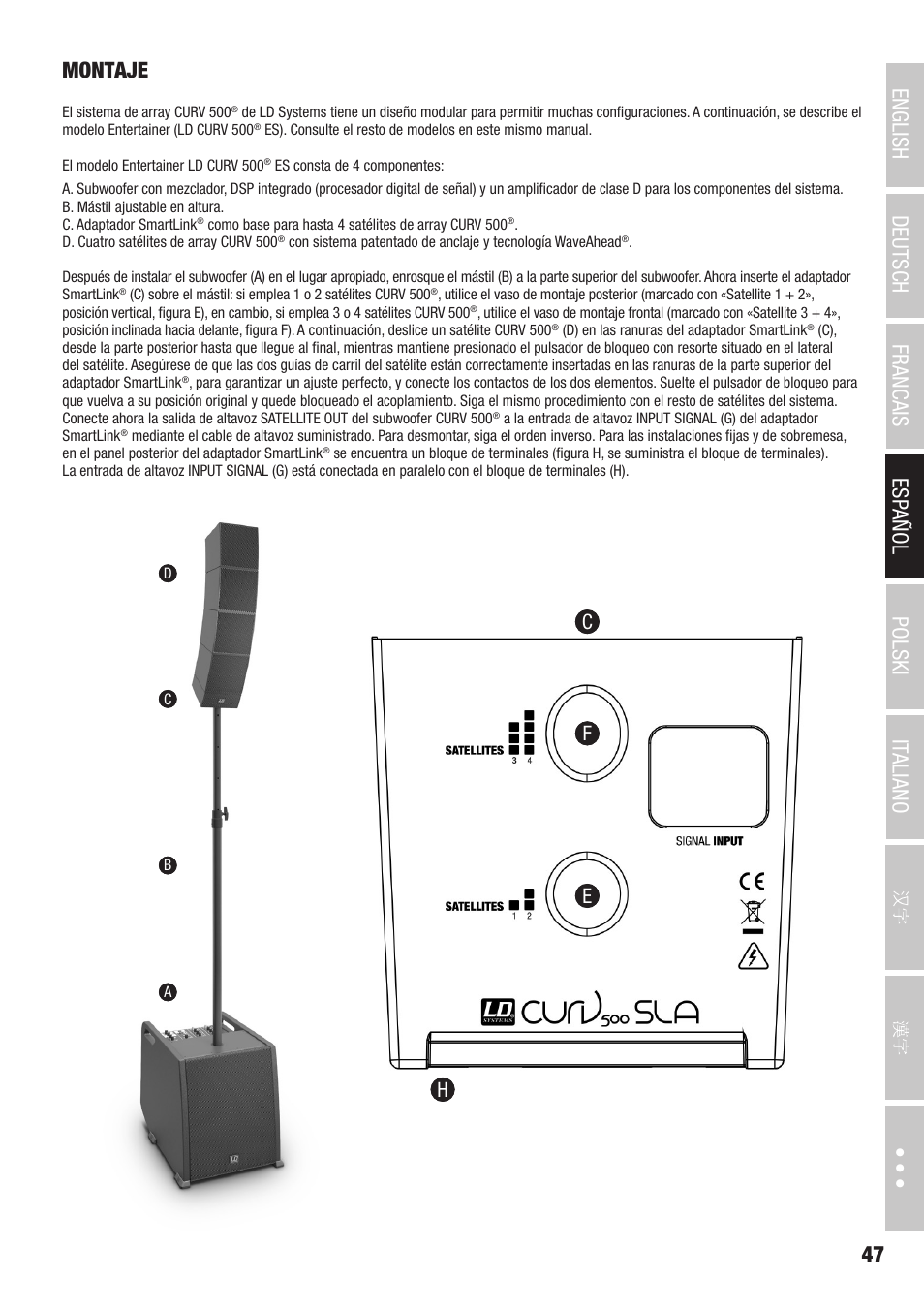 Gc f e h | LD Systems CURV 500 AVS Portable Array System AV Set with Speaker Cables (Black) User Manual | Page 47 / 120