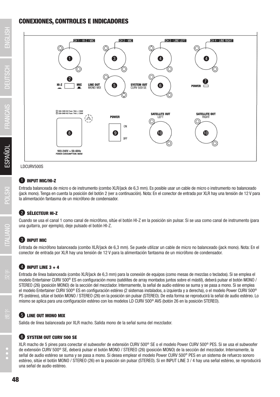 LD Systems CURV 500 AVS Portable Array System AV Set with Speaker Cables (Black) User Manual | Page 48 / 120
