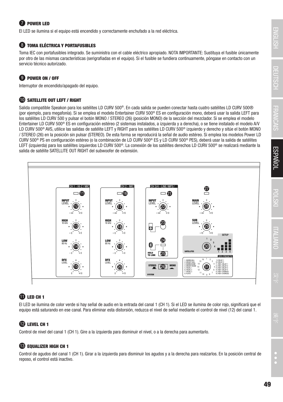 LD Systems CURV 500 AVS Portable Array System AV Set with Speaker Cables (Black) User Manual | Page 49 / 120