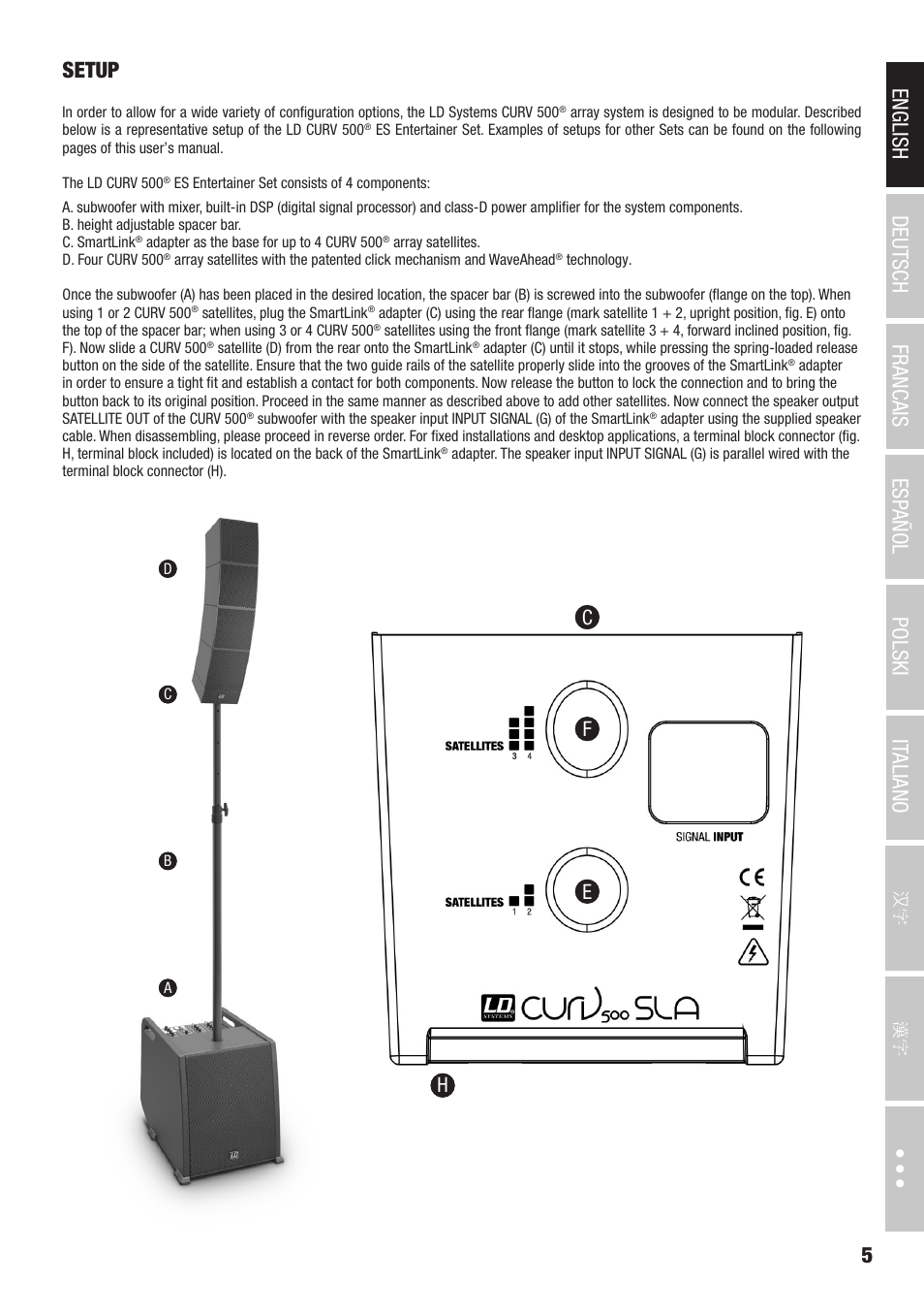 Gc f e h | LD Systems CURV 500 AVS Portable Array System AV Set with Speaker Cables (Black) User Manual | Page 5 / 120