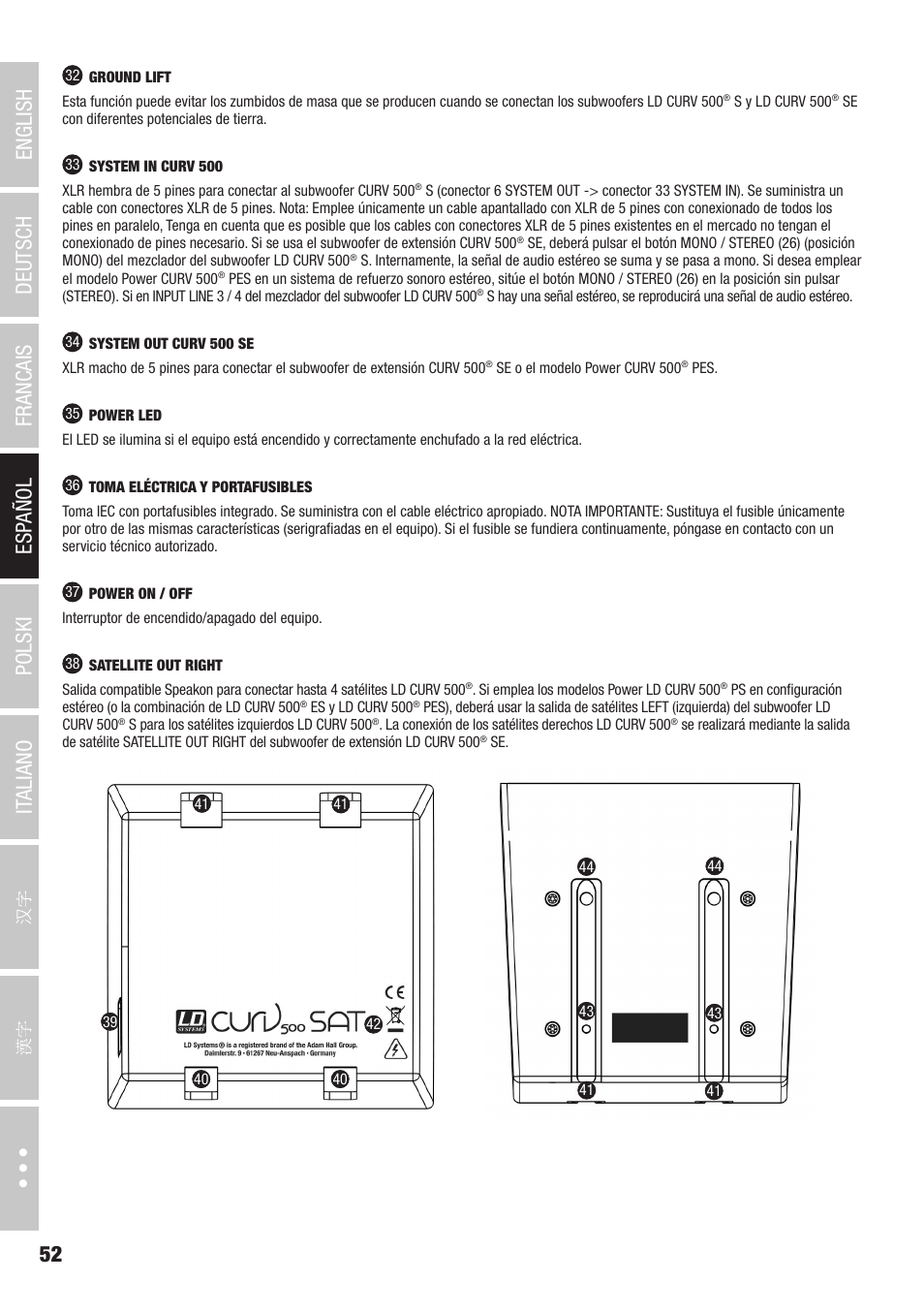 LD Systems CURV 500 AVS Portable Array System AV Set with Speaker Cables (Black) User Manual | Page 52 / 120