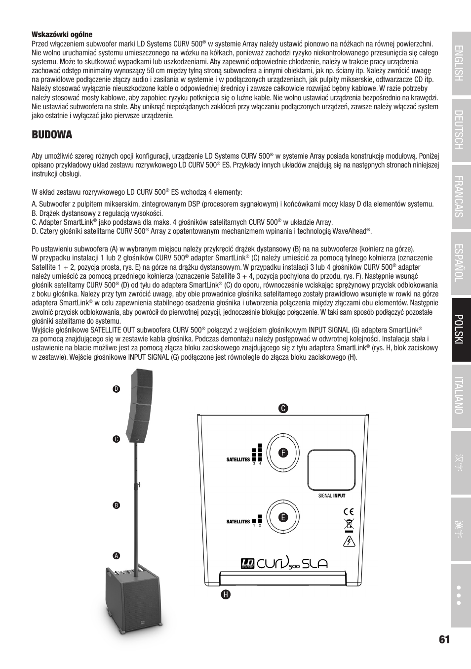 Budowa | LD Systems CURV 500 AVS Portable Array System AV Set with Speaker Cables (Black) User Manual | Page 61 / 120