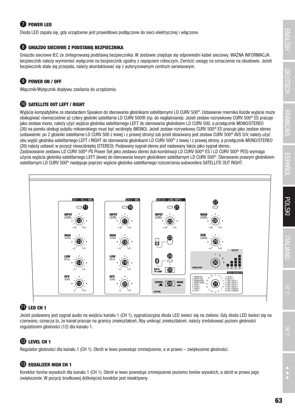 LD Systems CURV 500 AVS Portable Array System AV Set with Speaker Cables (Black) User Manual | Page 63 / 120