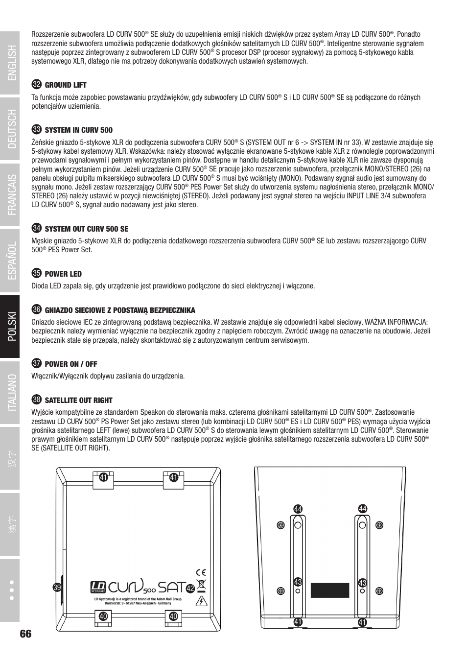 LD Systems CURV 500 AVS Portable Array System AV Set with Speaker Cables (Black) User Manual | Page 66 / 120