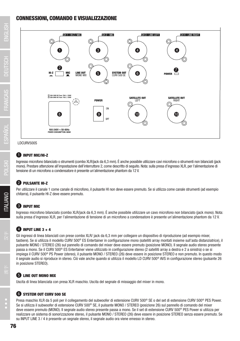 LD Systems CURV 500 AVS Portable Array System AV Set with Speaker Cables (Black) User Manual | Page 76 / 120