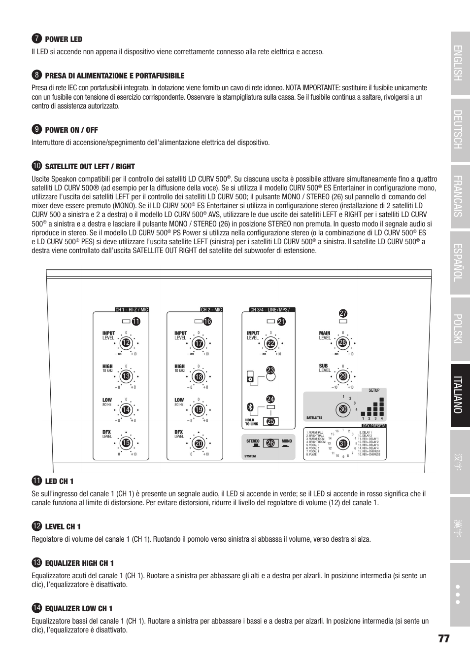 LD Systems CURV 500 AVS Portable Array System AV Set with Speaker Cables (Black) User Manual | Page 77 / 120