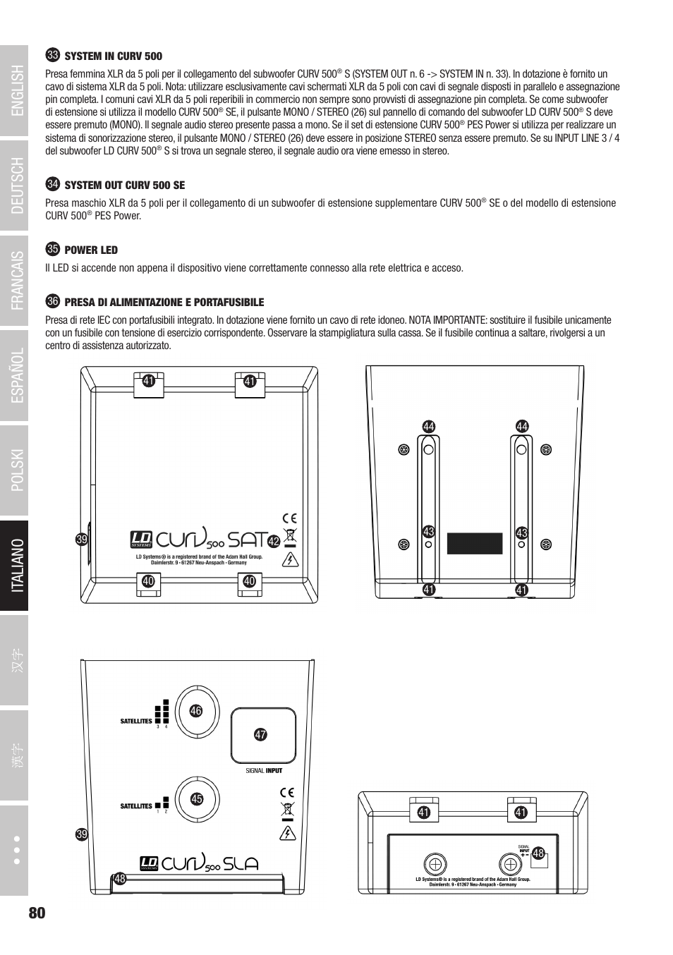 LD Systems CURV 500 AVS Portable Array System AV Set with Speaker Cables (Black) User Manual | Page 80 / 120