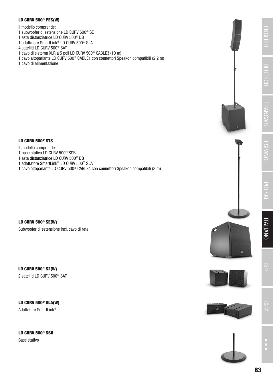 LD Systems CURV 500 AVS Portable Array System AV Set with Speaker Cables (Black) User Manual | Page 83 / 120