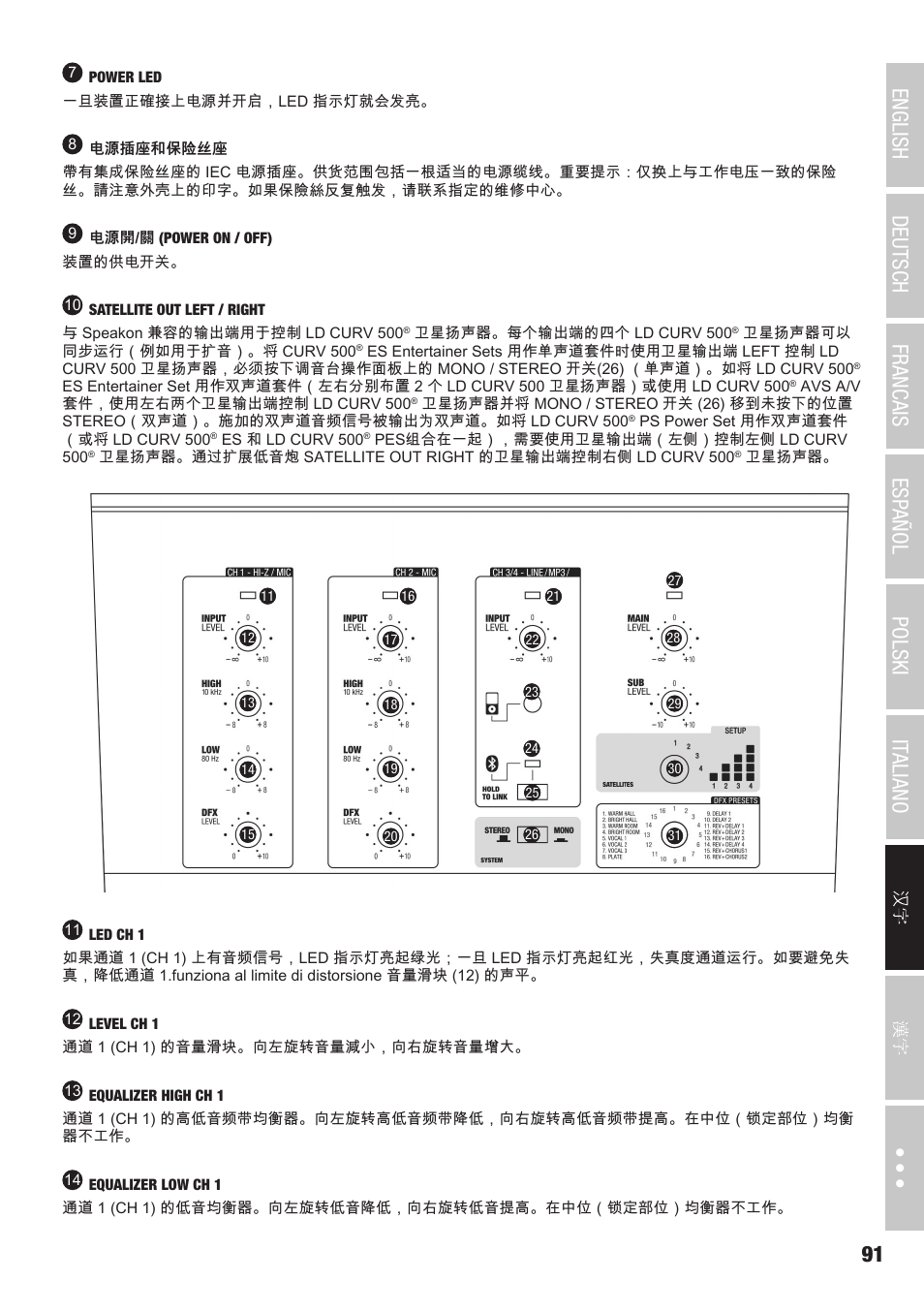 LD Systems CURV 500 AVS Portable Array System AV Set with Speaker Cables (Black) User Manual | Page 91 / 120