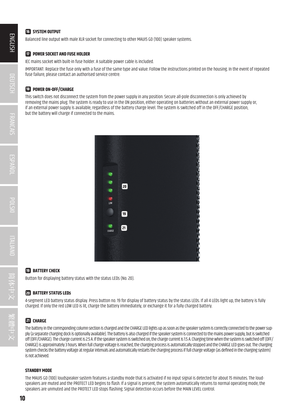 LD Systems MAUI 5 Ultra-Portable Column PA System with Mixer and Bluetooth (Black) User Manual | Page 10 / 104