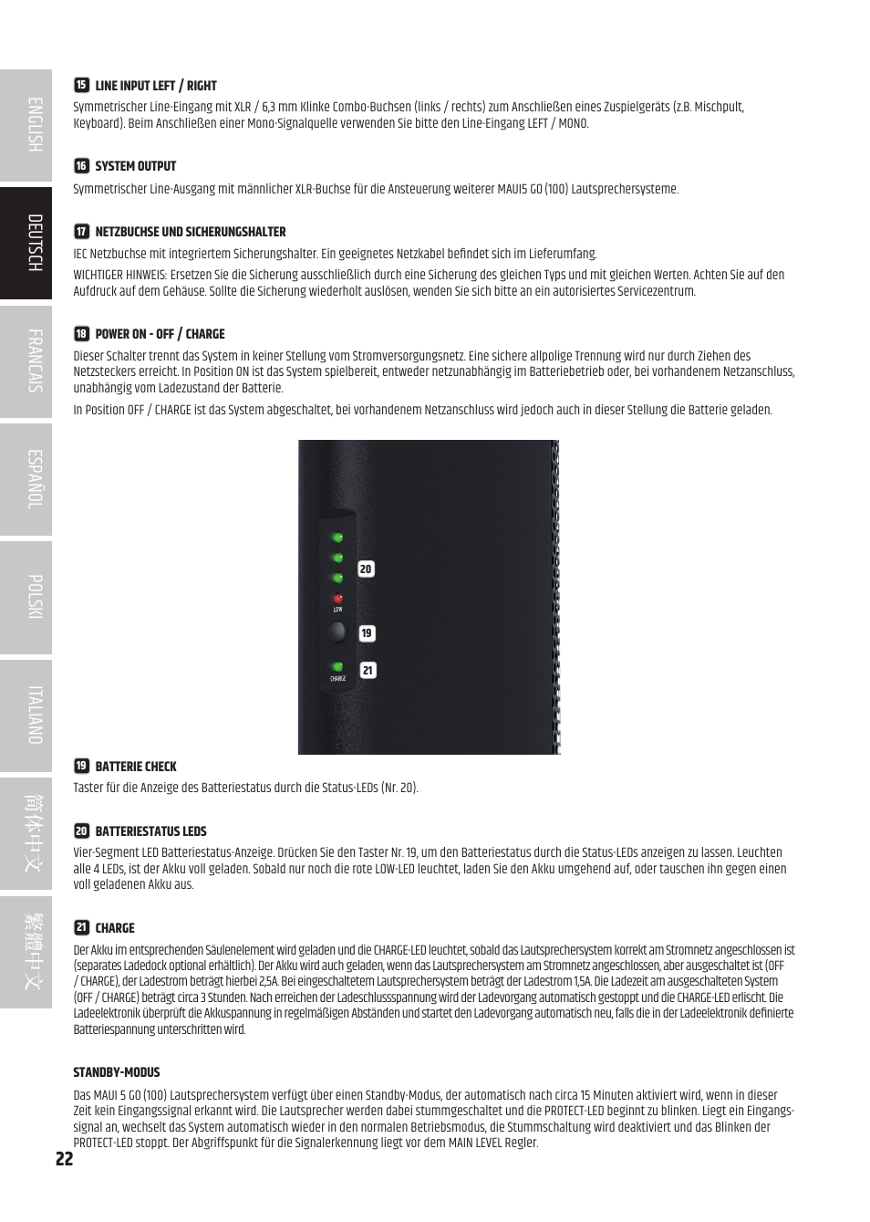 LD Systems MAUI 5 Ultra-Portable Column PA System with Mixer and Bluetooth (Black) User Manual | Page 22 / 104