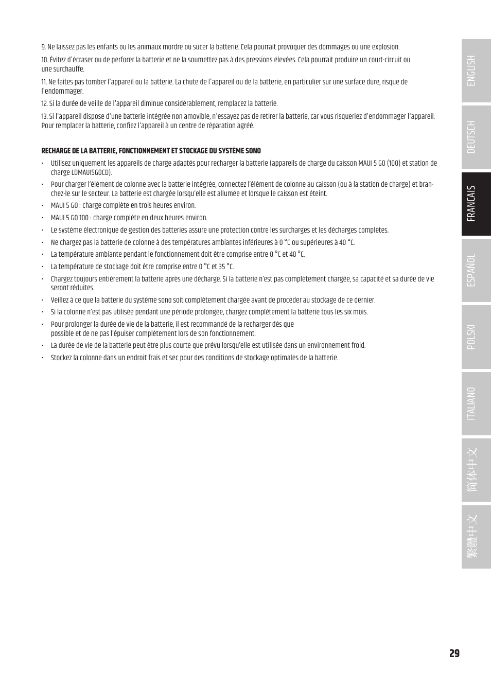 LD Systems MAUI 5 Ultra-Portable Column PA System with Mixer and Bluetooth (Black) User Manual | Page 29 / 104